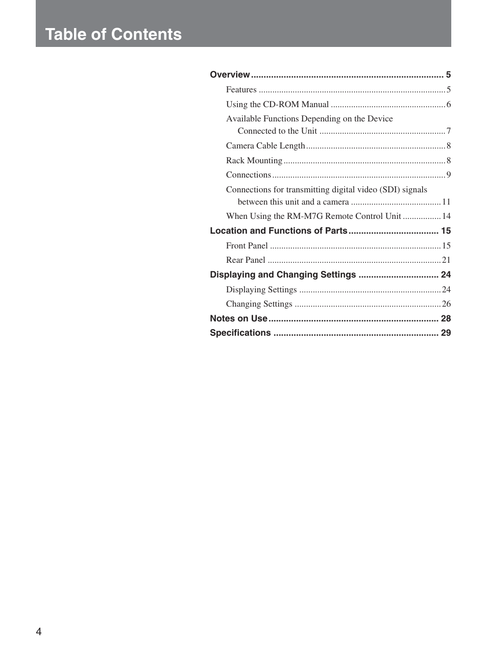 Sony CCU-D50 User Manual | Page 4 / 31