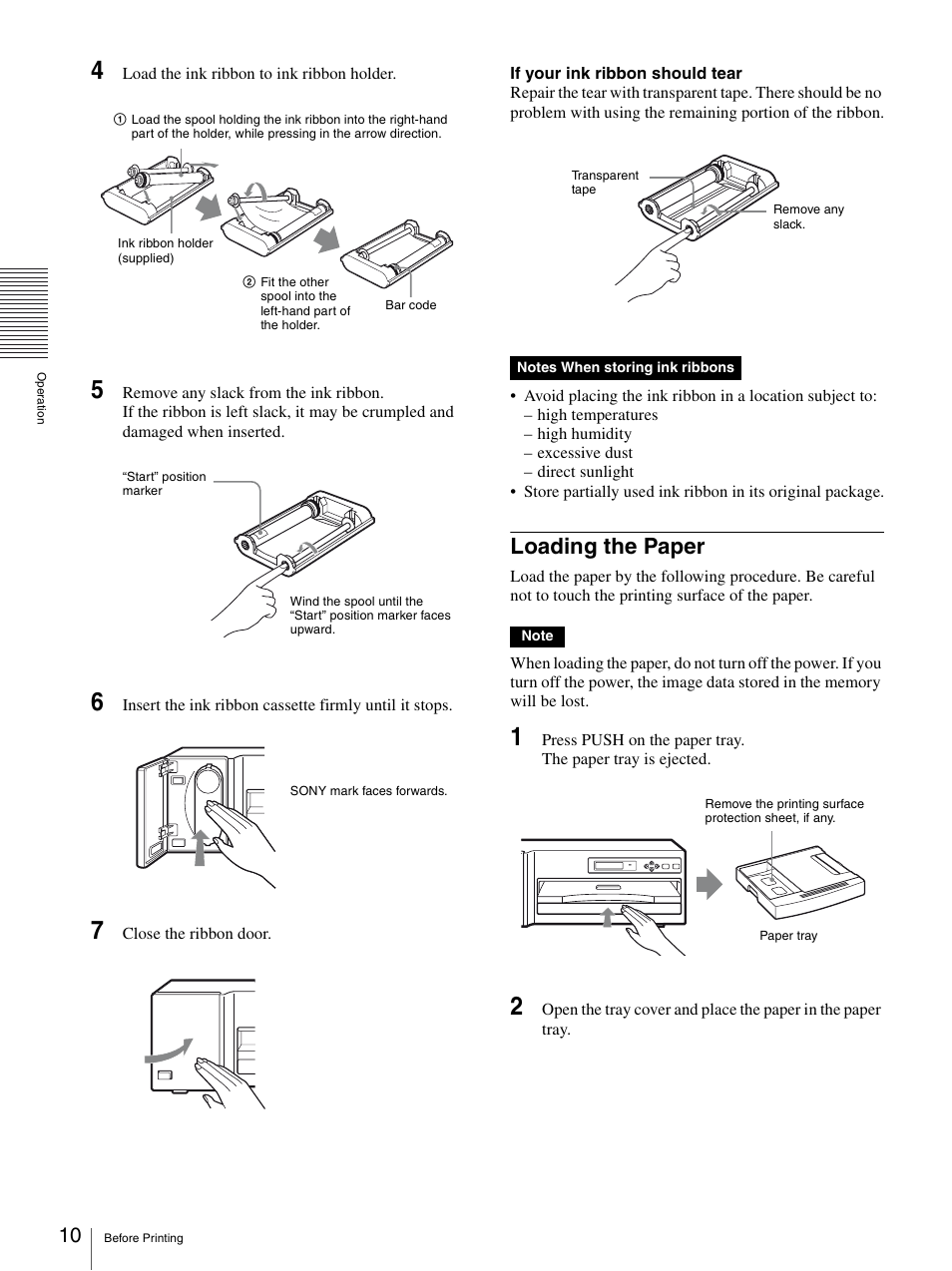 Loading the paper | Sony UP-D77MD User Manual | Page 10 / 32