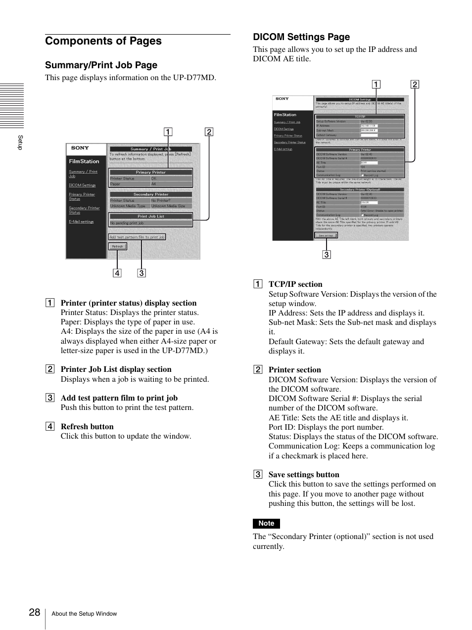 Components of pages | Sony UP-D77MD User Manual | Page 28 / 32