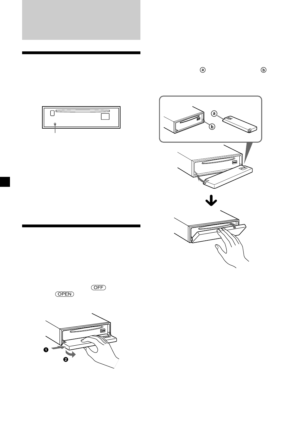 Procedimientos iniciales, Restauración de la unidad, Extracción del panel frontal | Sony CDX-C7500 User Manual | Page 32 / 54