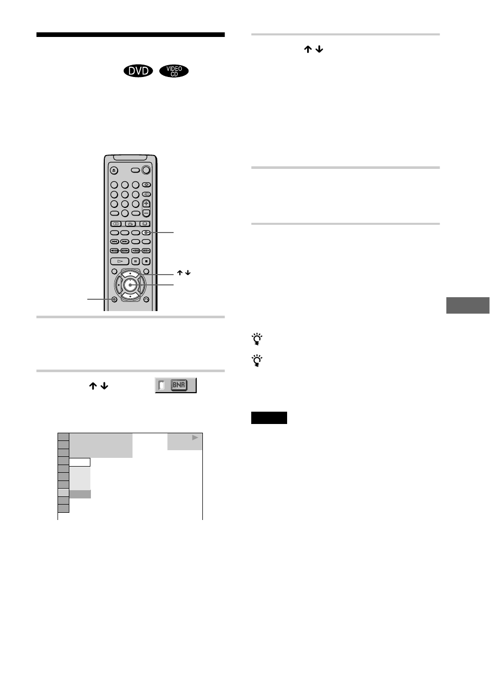 Adjusting the picture quality (bnr), Adjusting the picture quality | Sony DVP-NS400D User Manual | Page 59 / 92