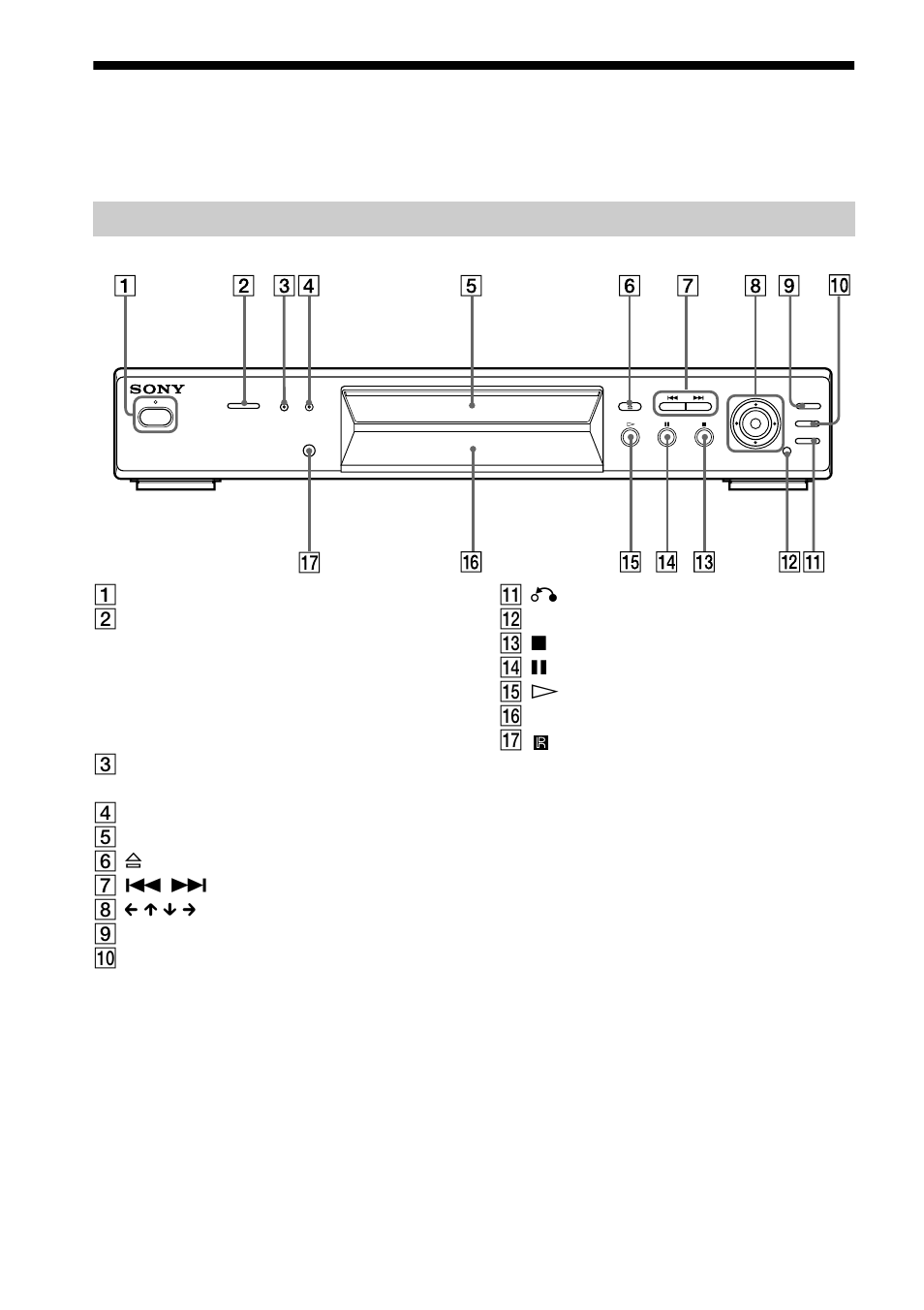 Index to parts and controls, Front panel | Sony DVP-NS400D User Manual | Page 8 / 92