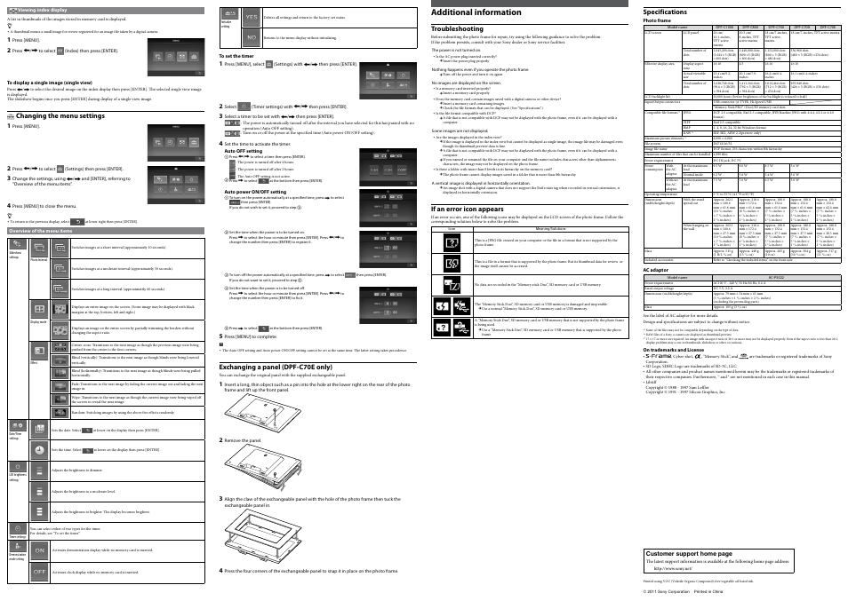 Additional information | Sony DPF-C1000 User Manual | Page 2 / 2