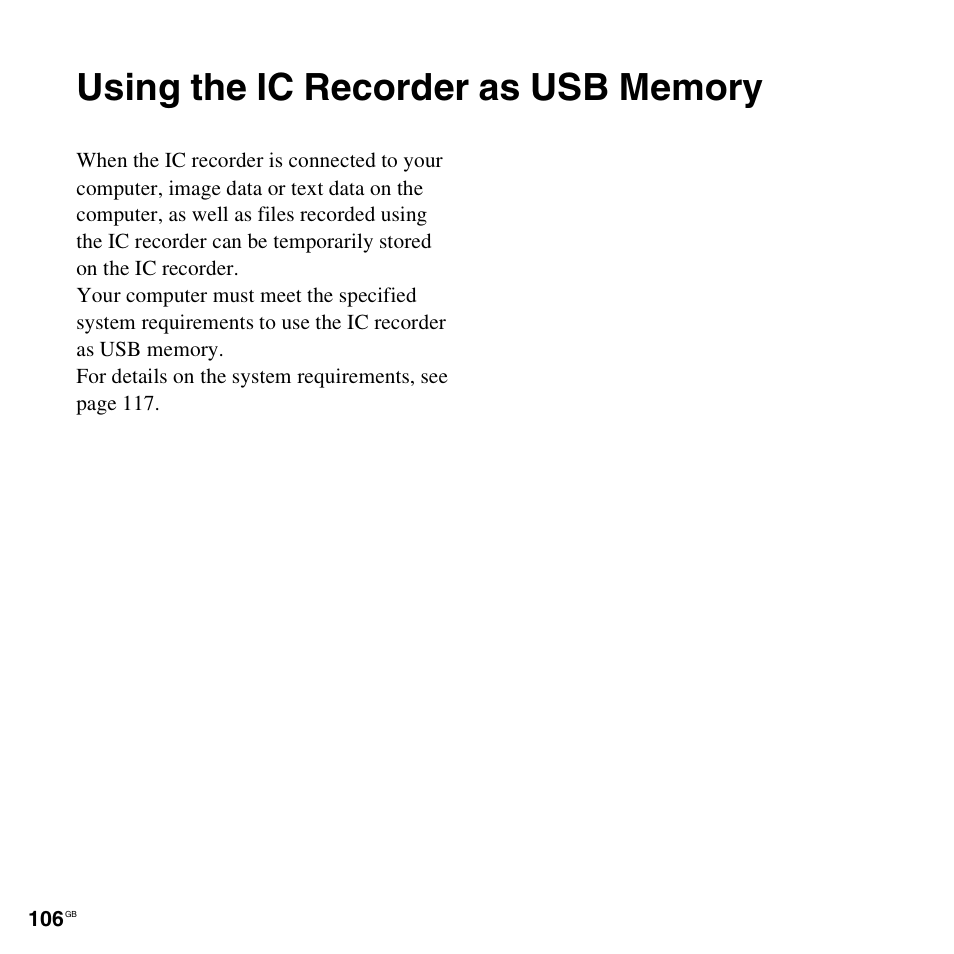 Using the ic recorder as usb memory | Sony PX312F User Manual | Page 106 / 146