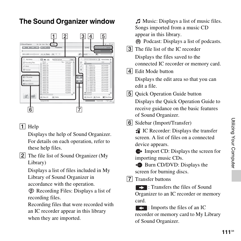 The sound organizer window | Sony PX312F User Manual | Page 111 / 146