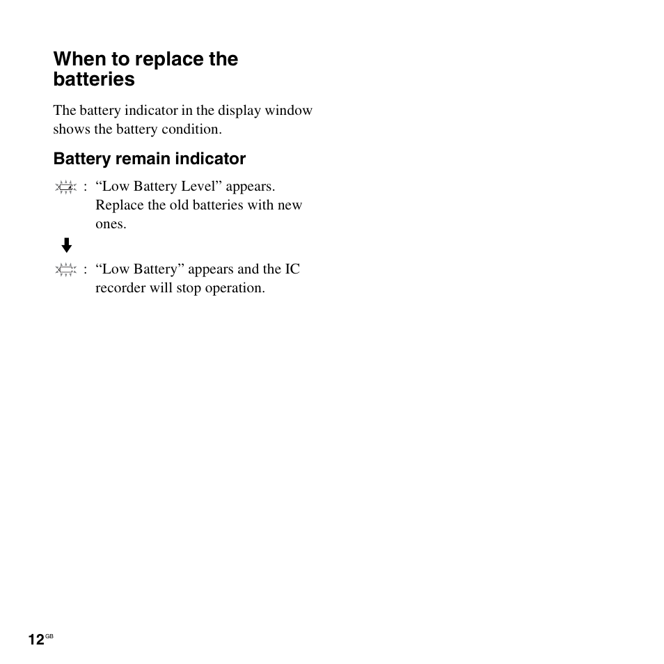 When to replace the batteries | Sony PX312F User Manual | Page 12 / 146