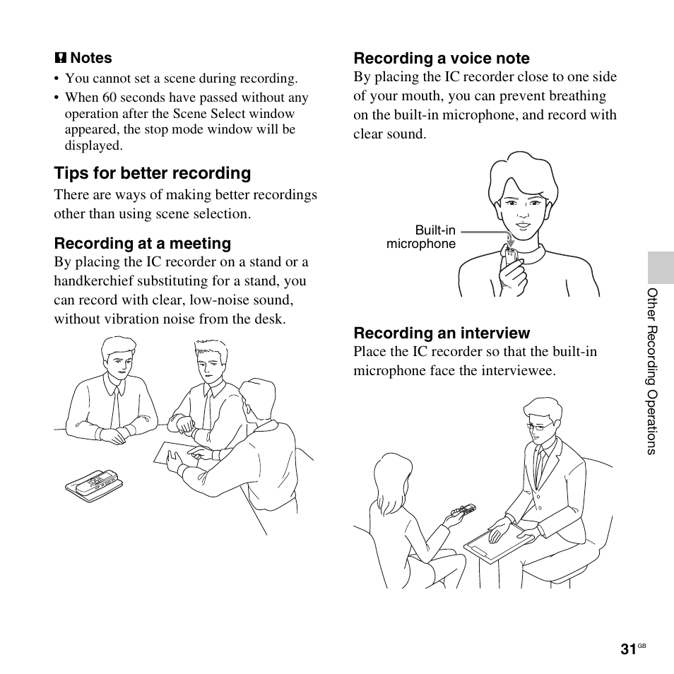 Tips for better recording | Sony PX312F User Manual | Page 31 / 146