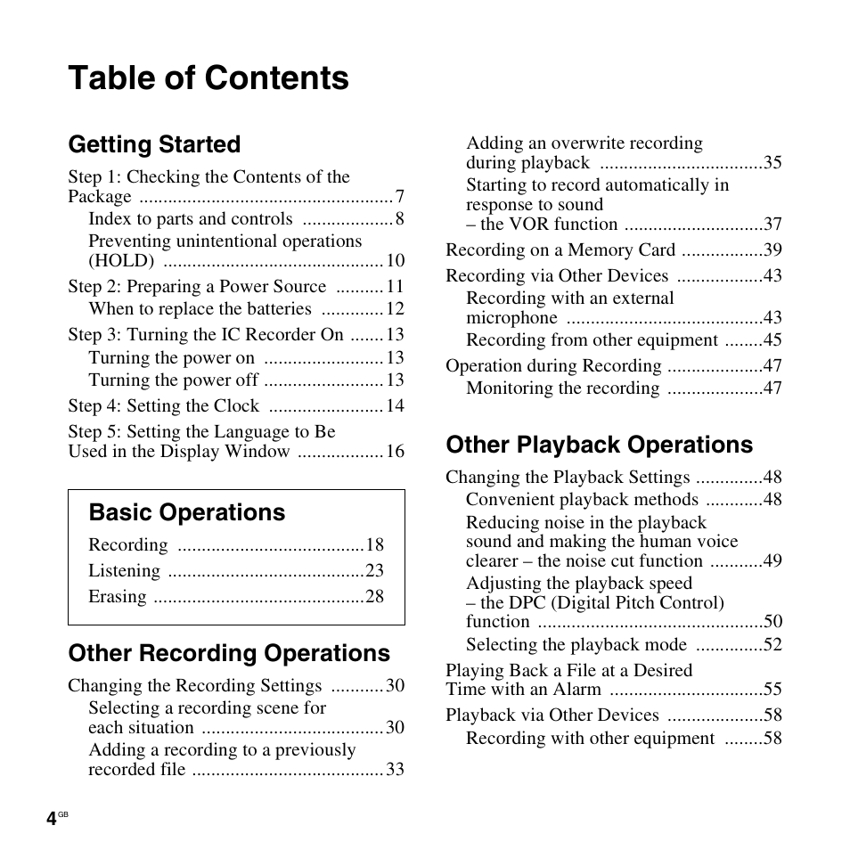 Sony PX312F User Manual | Page 4 / 146