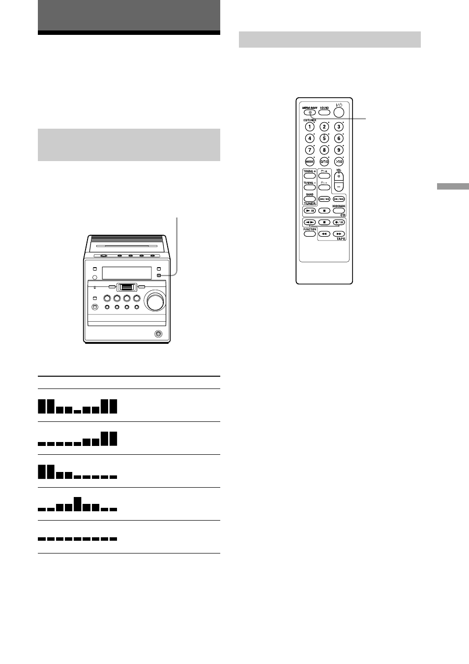 The audio emphasis, Selecting the audio emphasis, 29 the audio emphasis | Selecting the sound characteristic, Reinforcing the bass sound | Sony CMT-A70 User Manual | Page 29 / 48