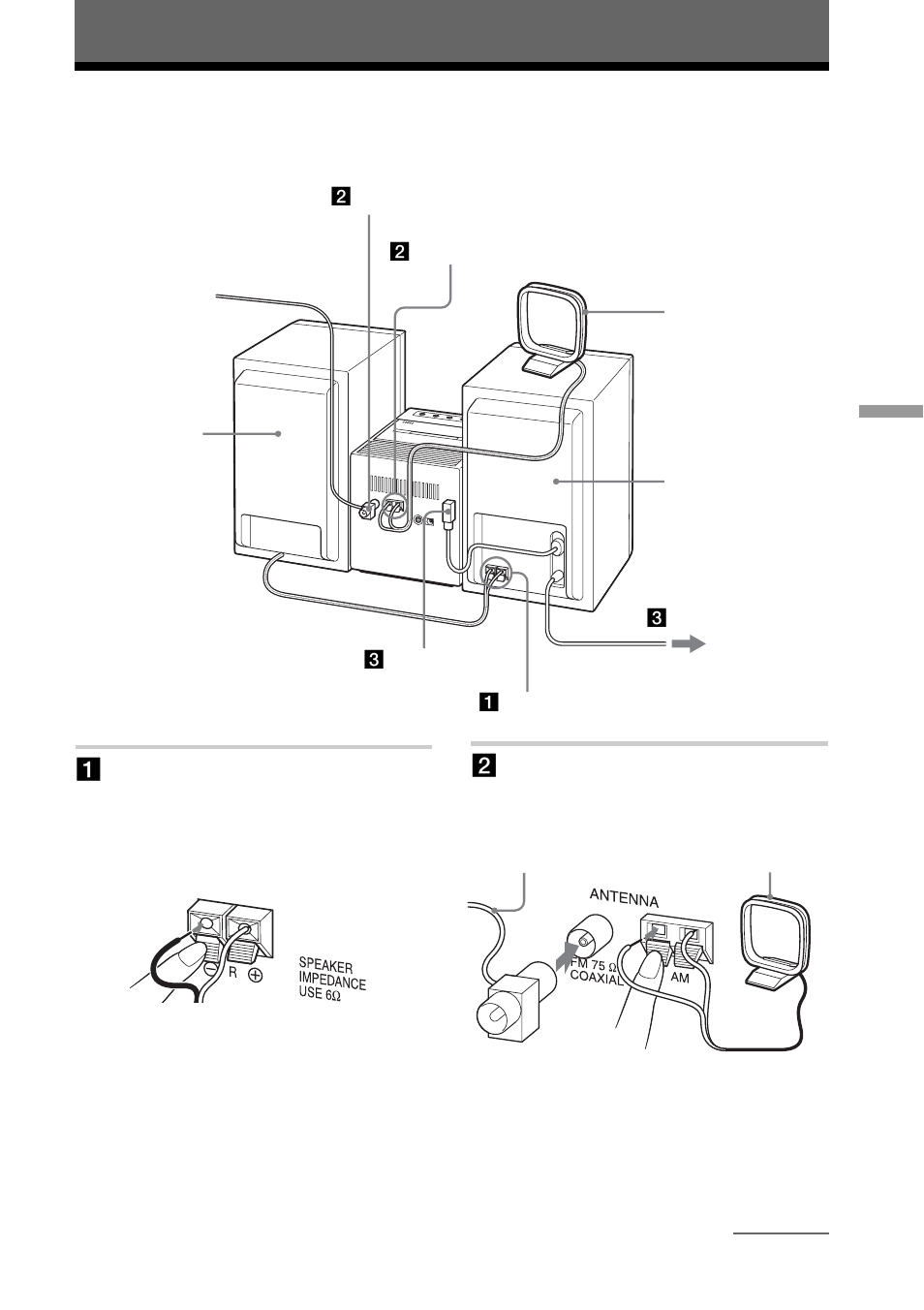 Setting up, Hooking up the system, 35 setting up | Sony CMT-A70 User Manual | Page 35 / 48