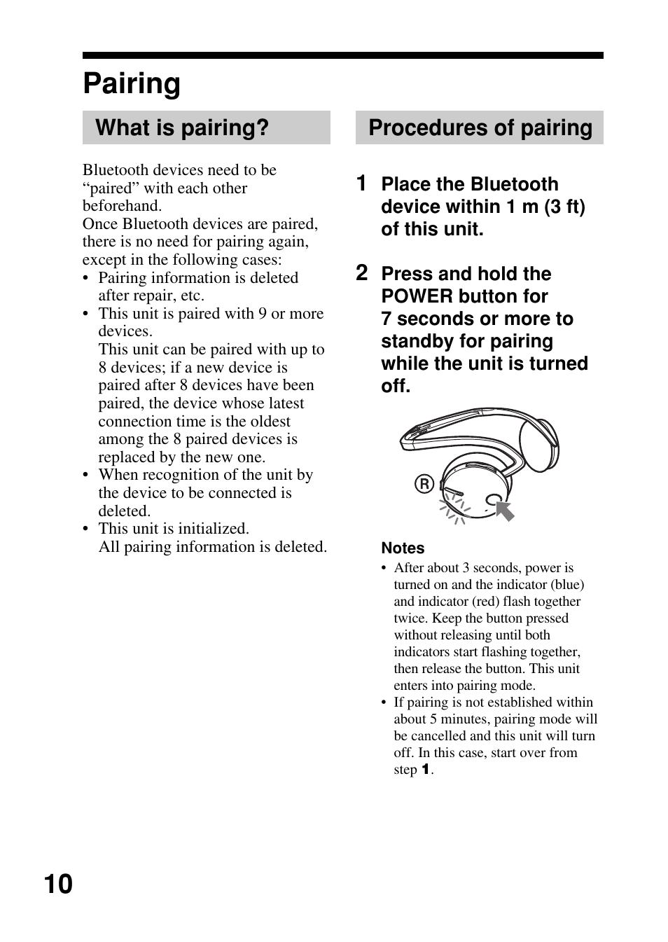 Pairing, What is pairing, Procedures of pairing | What is pairing? procedures of pairing, Procedures of pairing 1 | Sony DRBT21GB User Manual | Page 10 / 28