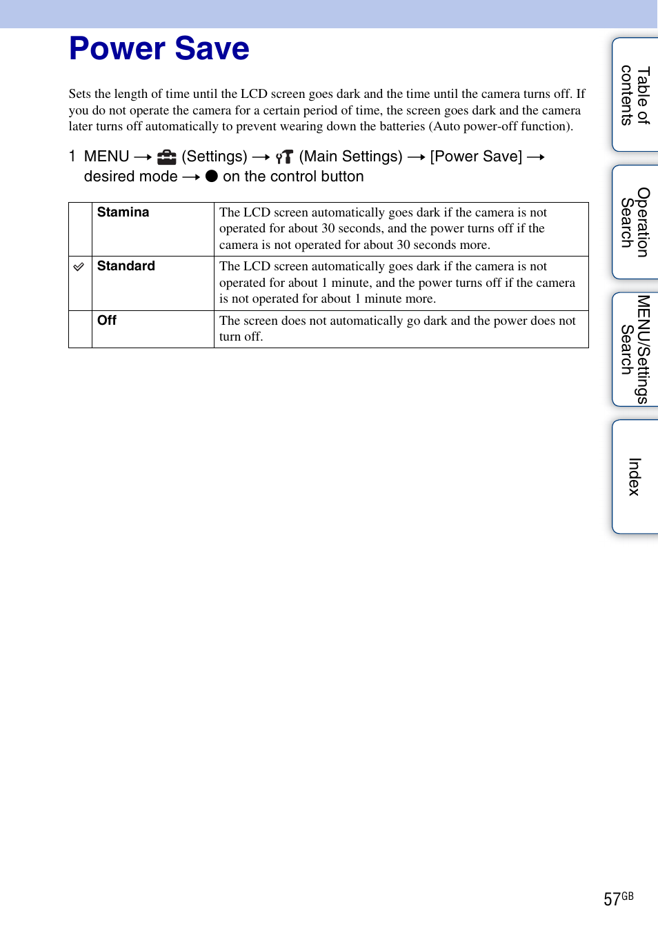 Power save | Sony Cyber-shot 4-166-207-11(1) User Manual | Page 57 / 93