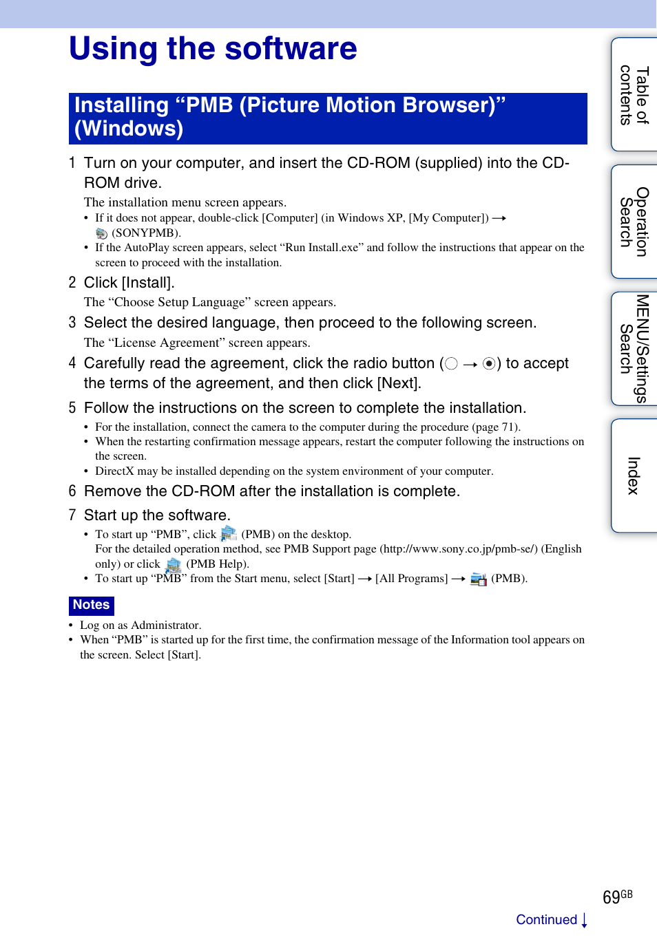 Using the software | Sony Cyber-shot 4-166-207-11(1) User Manual | Page 69 / 93