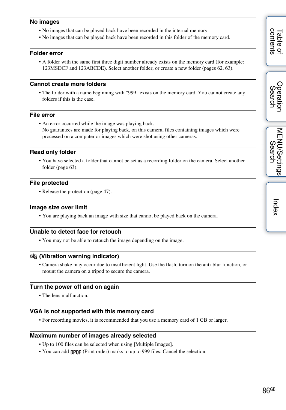 Sony Cyber-shot 4-166-207-11(1) User Manual | Page 86 / 93