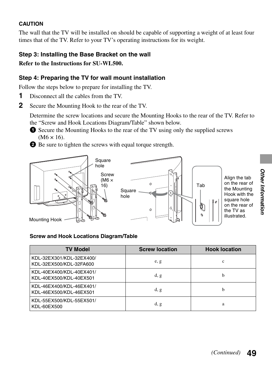 Sony BRAVIA KDL-0EX500 User Manual | Page 49 / 59