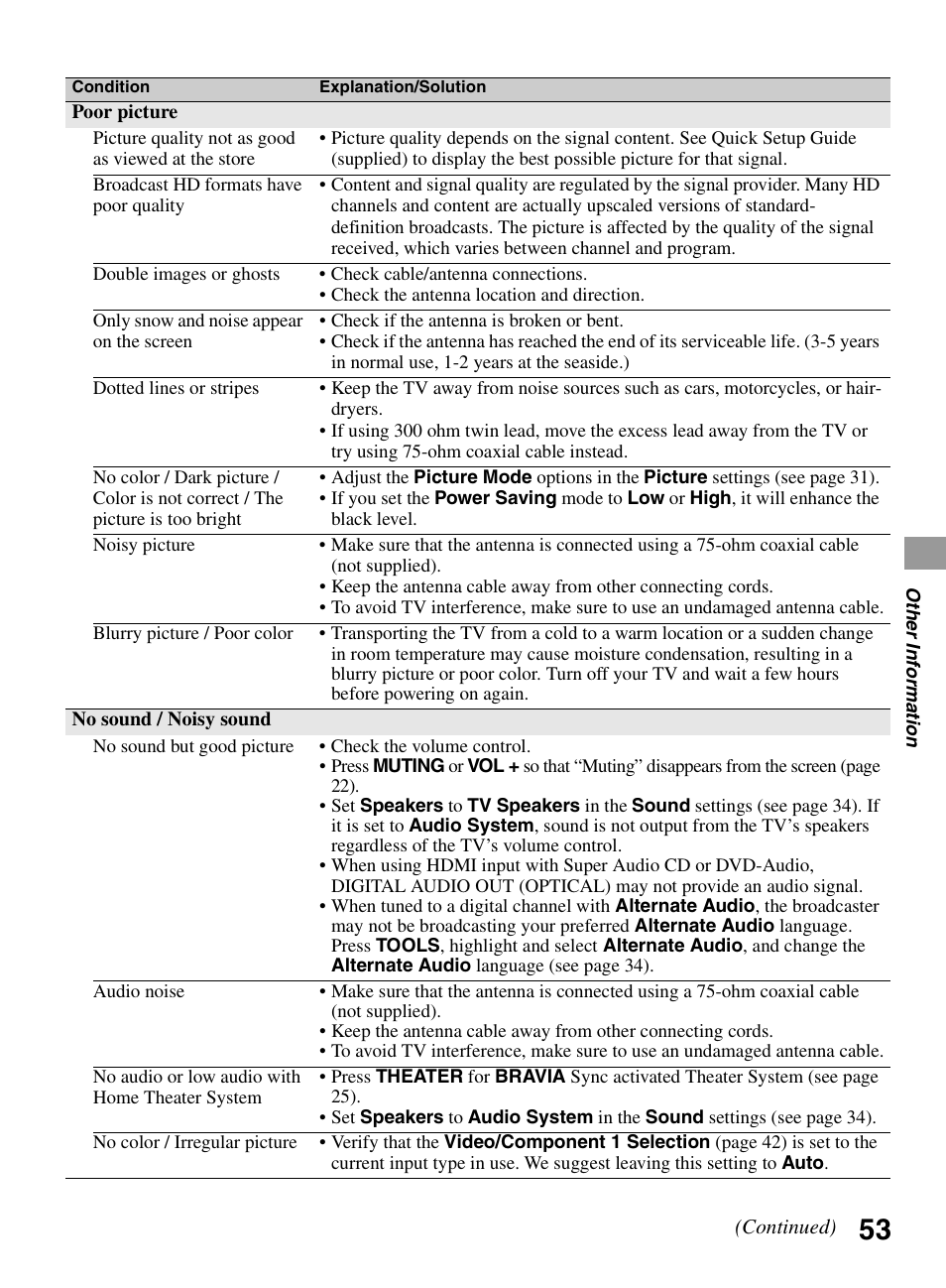 Sony BRAVIA KDL-0EX500 User Manual | Page 53 / 59