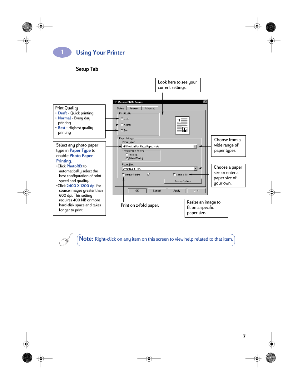 Using your printer | Sony 970C Series User Manual | Page 14 / 82