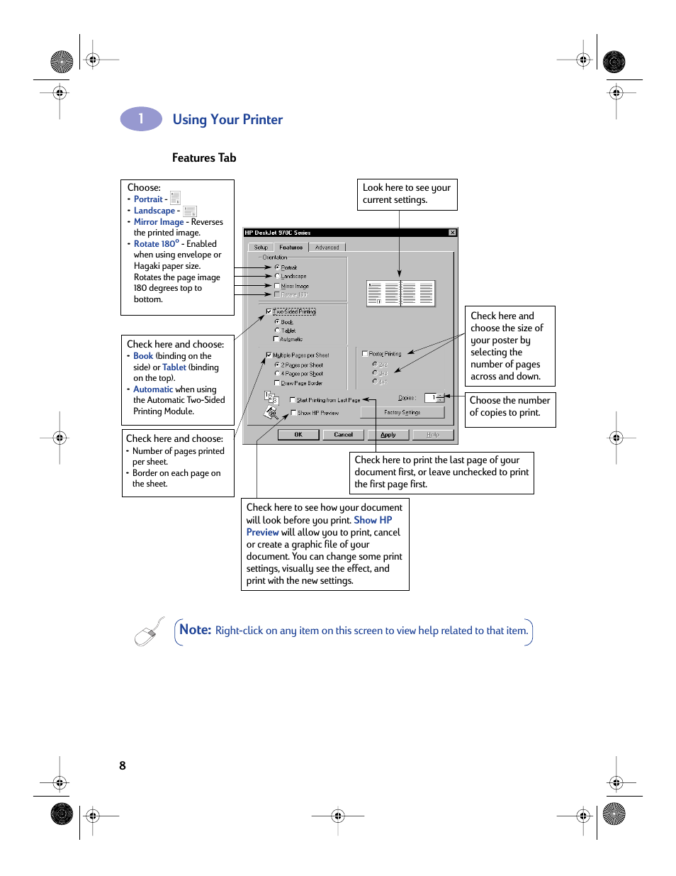 Using your printer | Sony 970C Series User Manual | Page 15 / 82