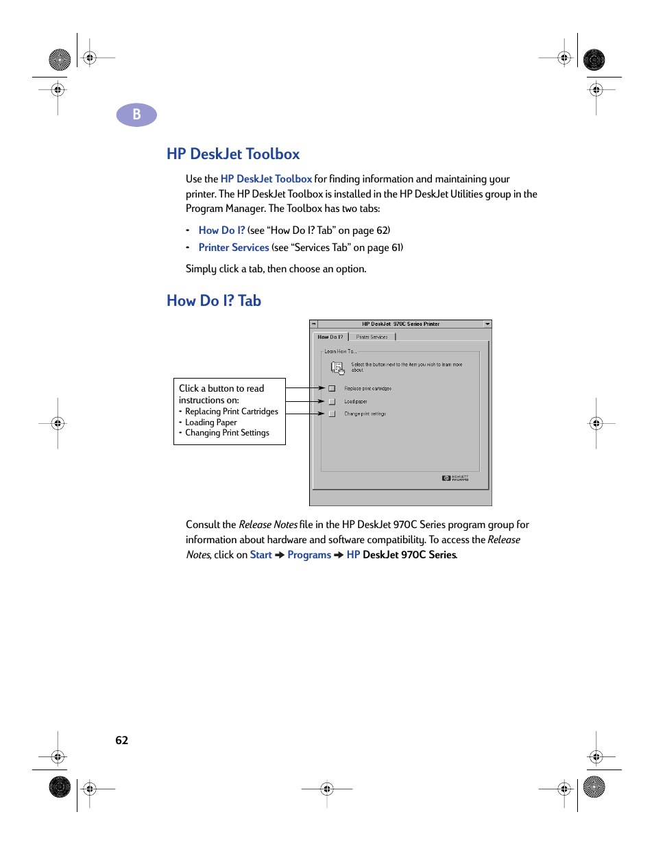 Hp deskjet toolbox, How do i? tab, Hp deskjet toolbox how do i? tab | Sony 970C Series User Manual | Page 69 / 82