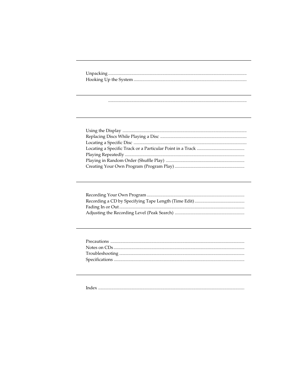 Able of contents | Sony Compact Disc Player CDP-CE345 User Manual | Page 3 / 20