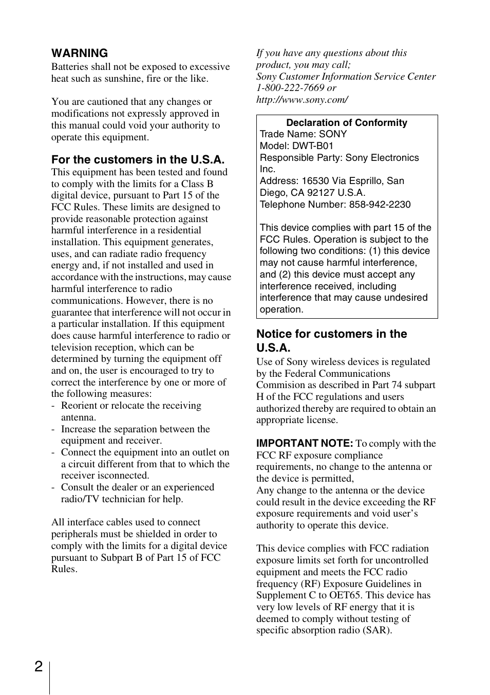 Sony 3-873-945-12 (1) User Manual | Page 2 / 44