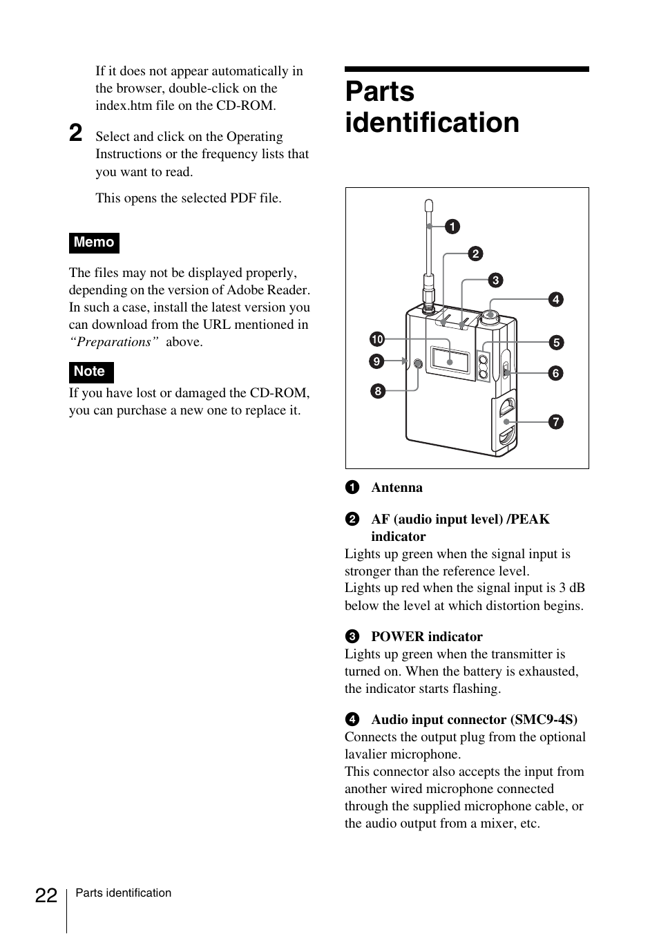 Parts identification | Sony 3-873-945-12 (1) User Manual | Page 22 / 44