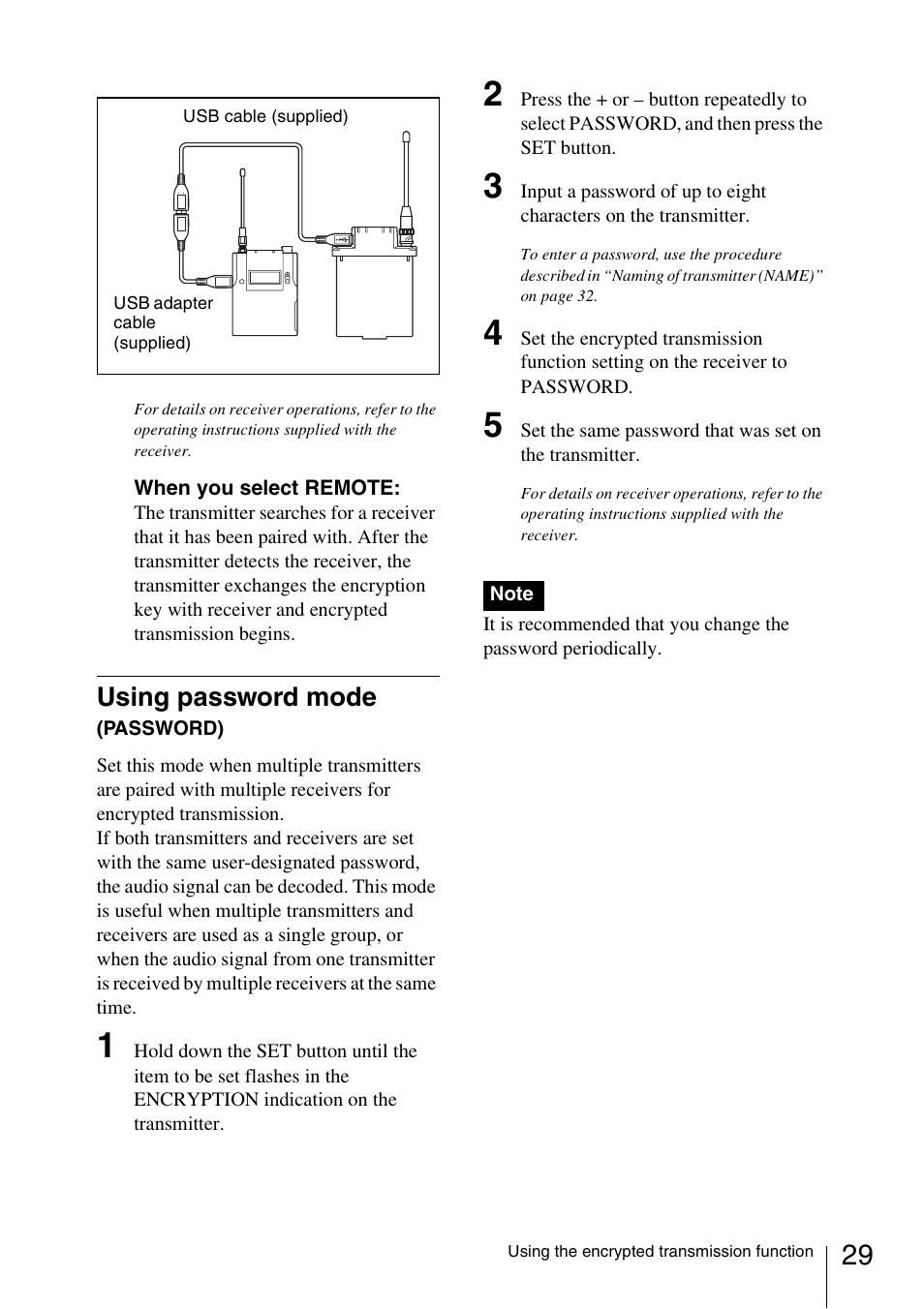 Using password mode (password), Using password mode | Sony 3-873-945-12 (1) User Manual | Page 29 / 44