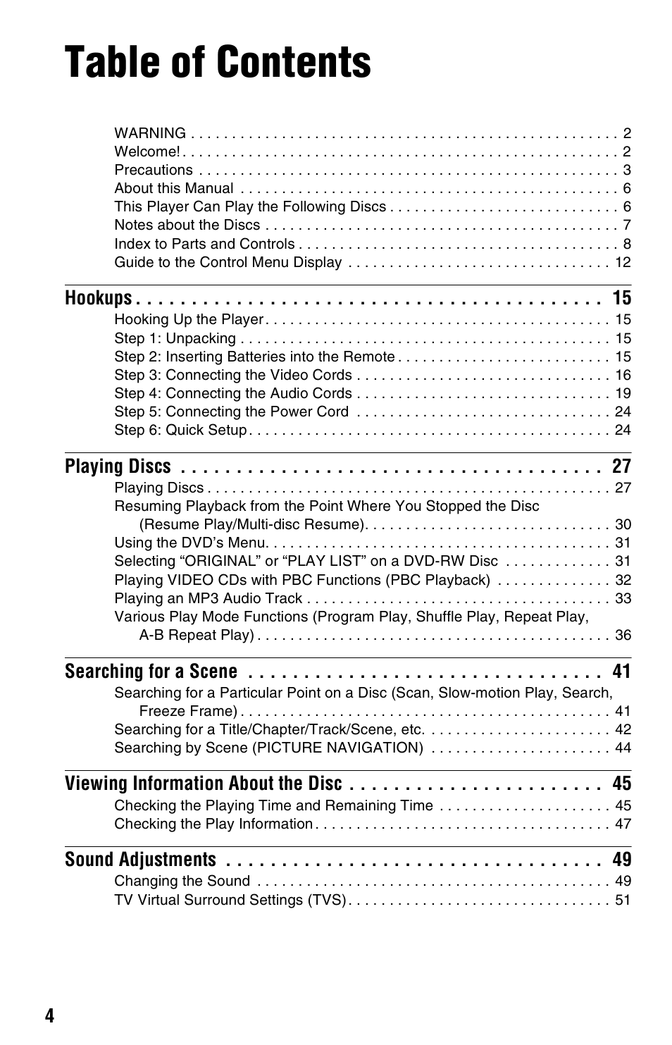 Sony DVP-NC665P User Manual | Page 4 / 78