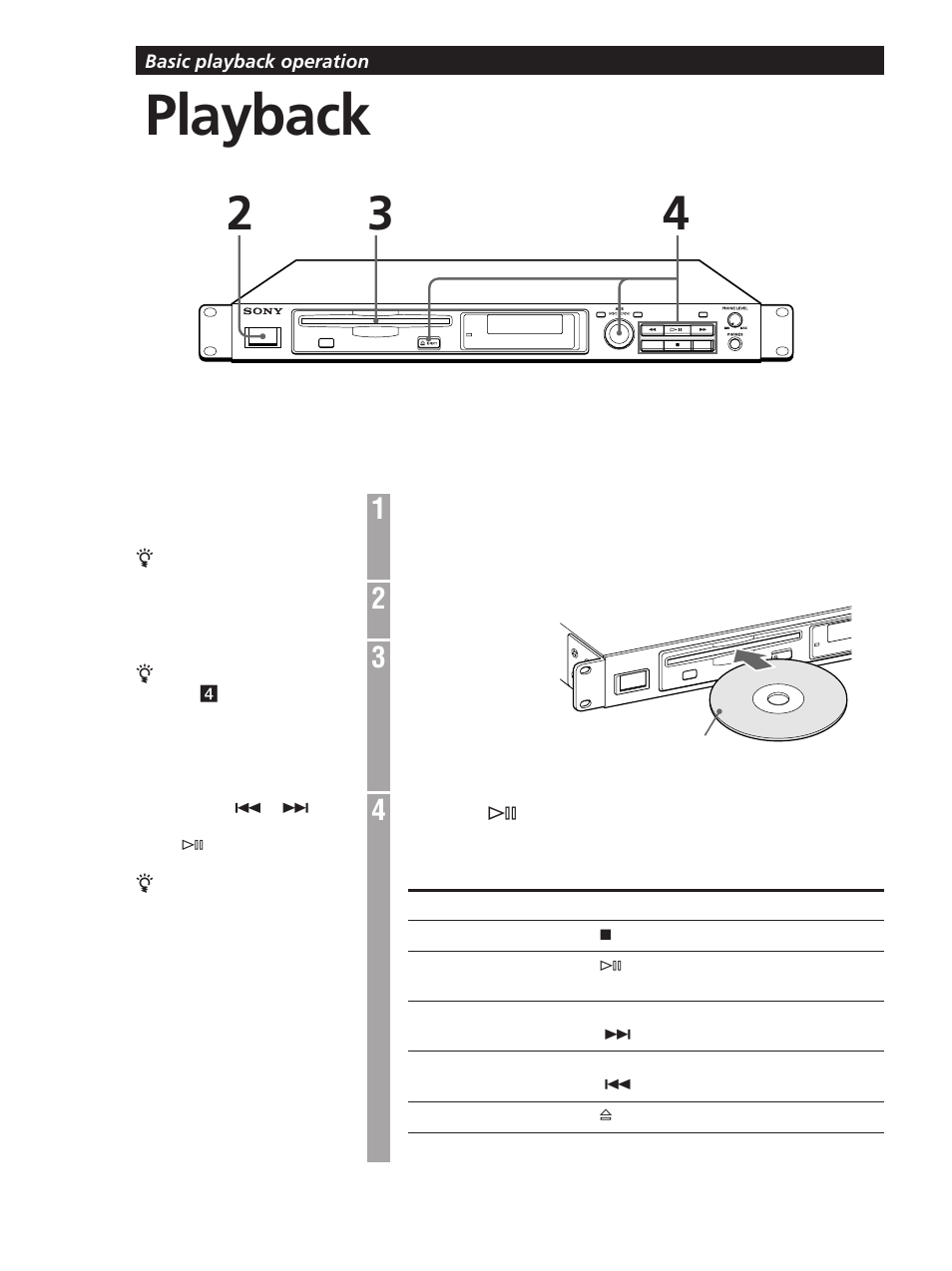 Playback | Sony CDP-D11 User Manual | Page 6 / 24