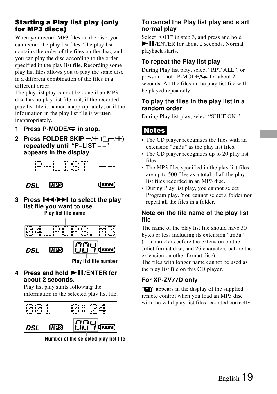 Sony XP-ZV77D User Manual | Page 19 / 28