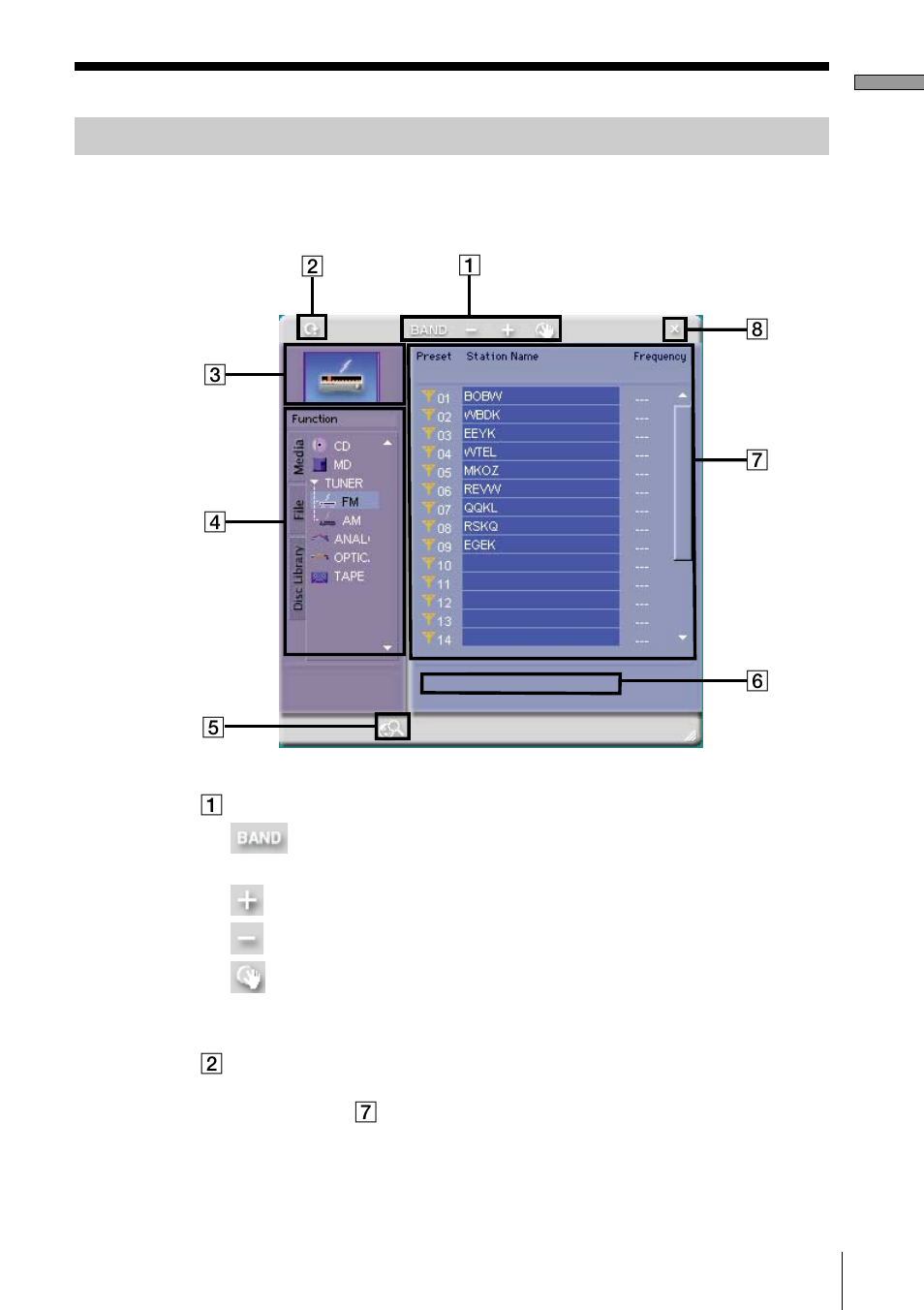 Tuner window | Sony PCLK-MN10A User Manual | Page 19 / 113