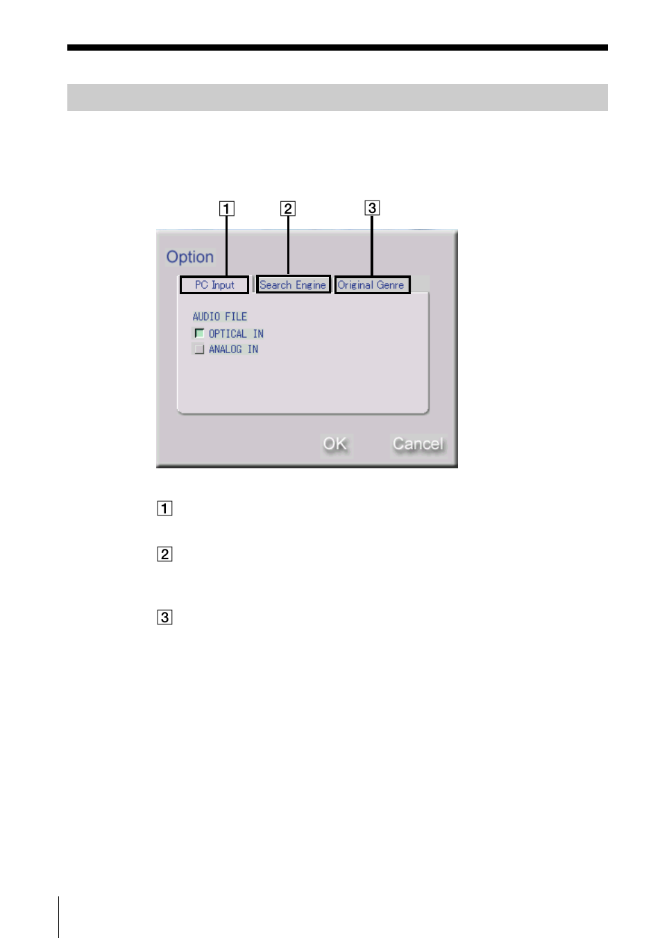 Option” dialog box | Sony PCLK-MN10A User Manual | Page 38 / 113