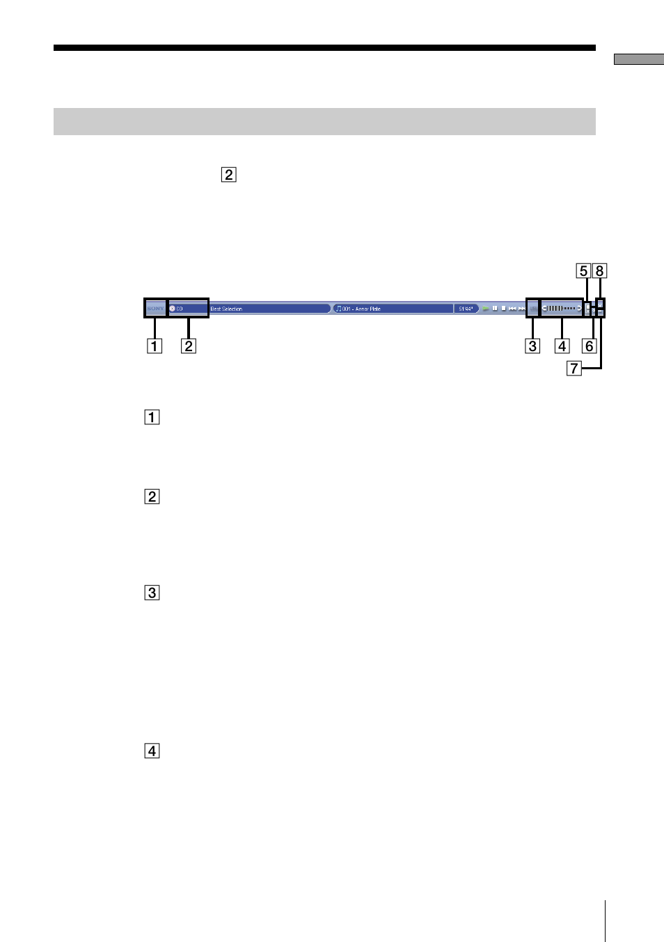 Display items and functions, Main bar | Sony PCLK-MN10A User Manual | Page 5 / 113