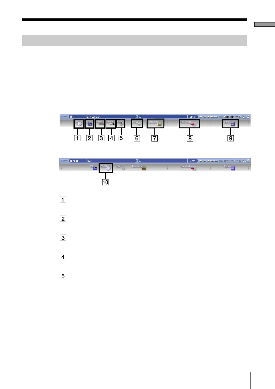 Tool bar | Sony PCLK-MN10A User Manual | Page 7 / 113
