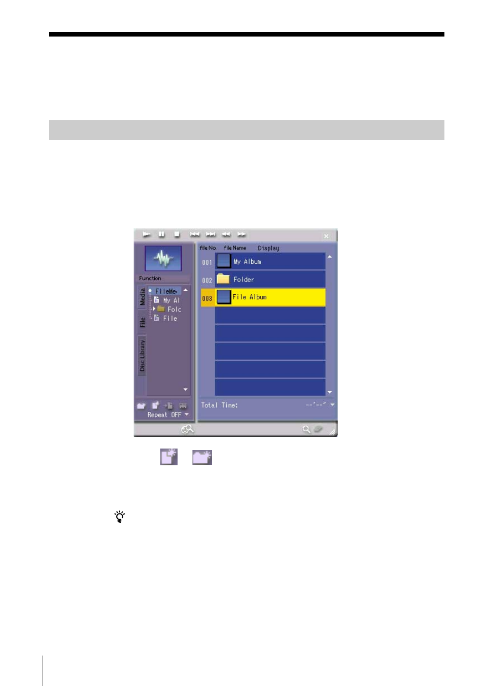 Editing a file album, Creating a new file album or folder | Sony PCLK-MN10A User Manual | Page 94 / 113