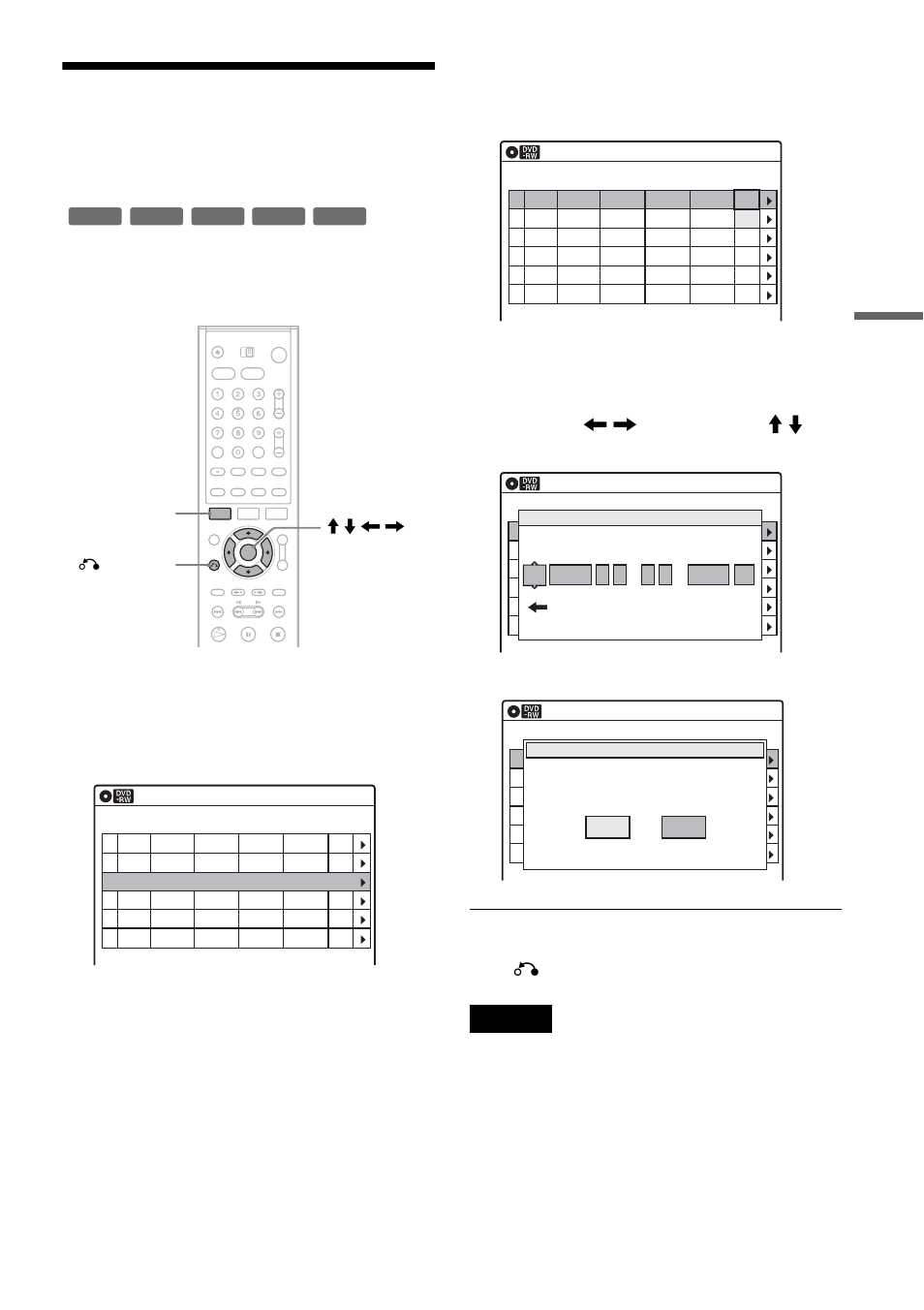 Press system menu, Select “timer,” and press enter, Select “timer list,” and press enter | Select one of the options, and press enter, The system menu appears, The sub-menu appears, Press o return, System menu m / m / < / , , enter o return | Sony RDR-VX500 User Manual | Page 55 / 128