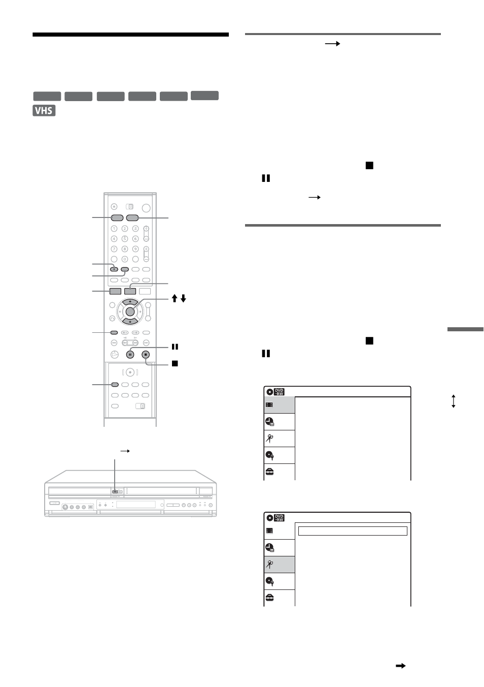 Dubbing from a dvd to a video, Using the dvd t button on the recorder, Using the tv screen | Sony RDR-VX500 User Manual | Page 91 / 128