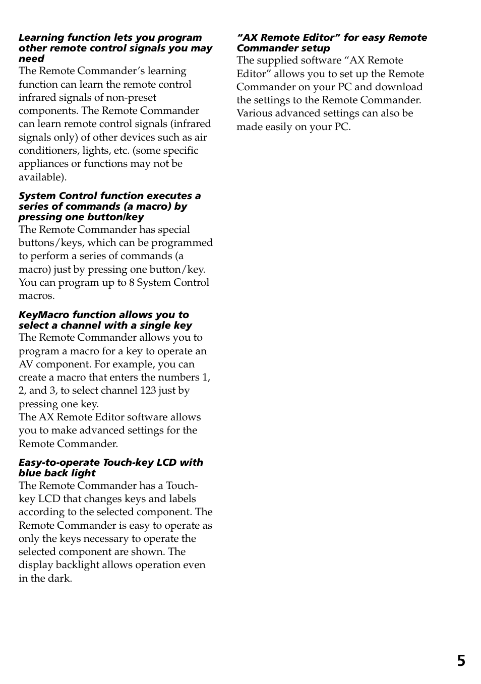 Sony RM-AX4000 User Manual | Page 5 / 96