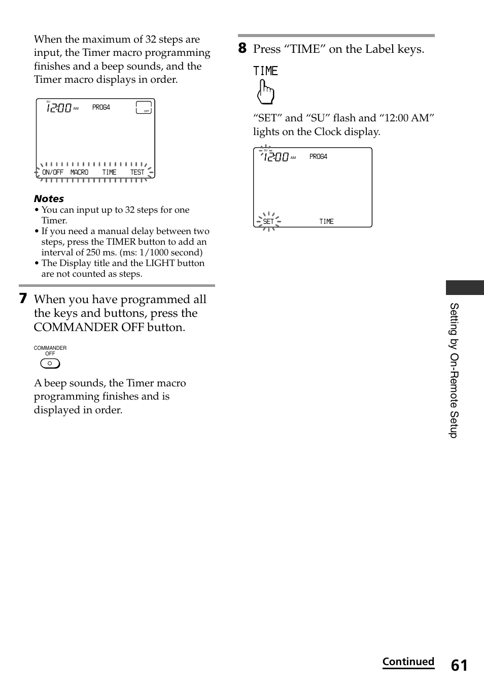 Time, Press “time” on the label keys, Continued | Sony RM-AX4000 User Manual | Page 61 / 96