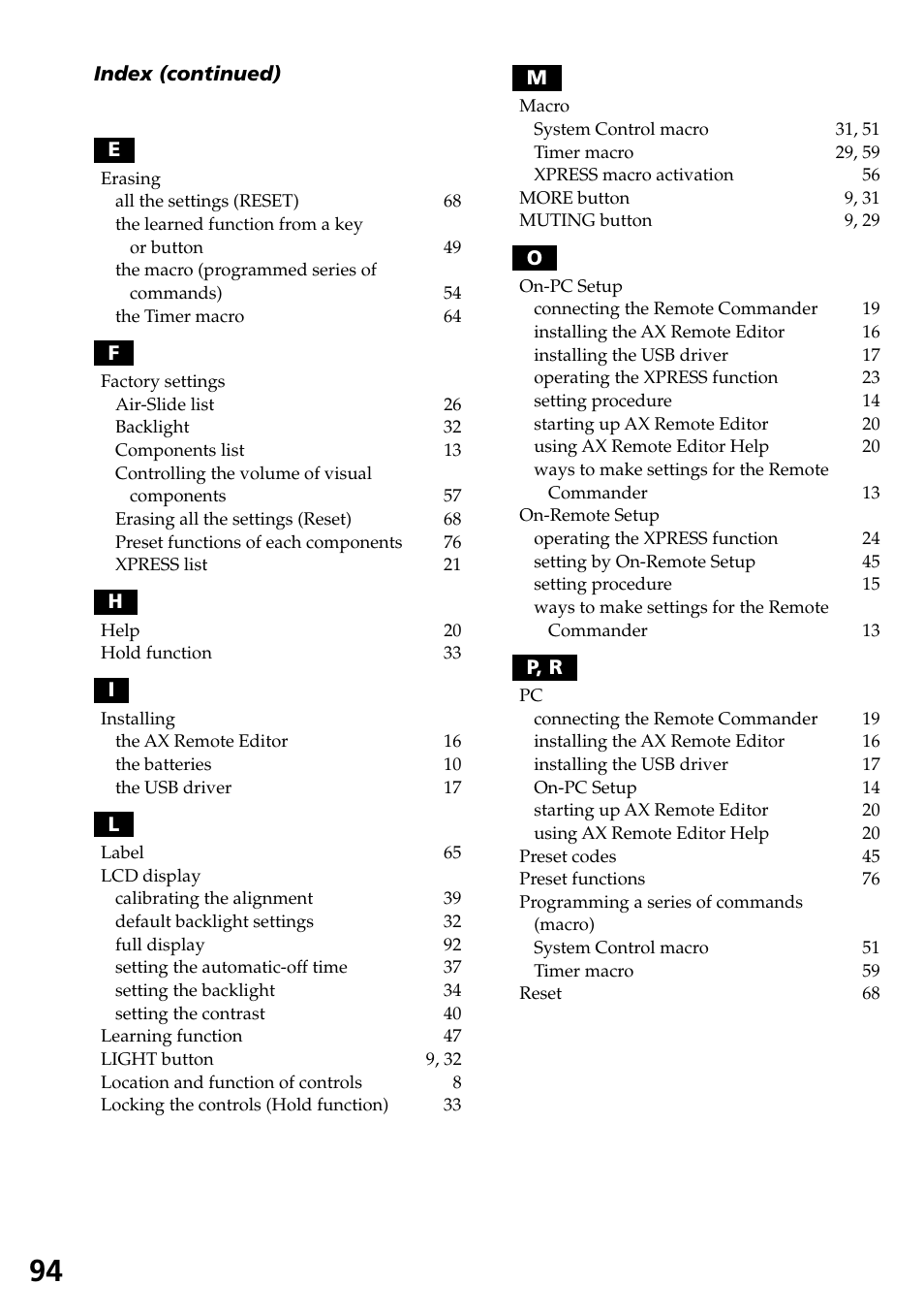 Sony RM-AX4000 User Manual | Page 94 / 96