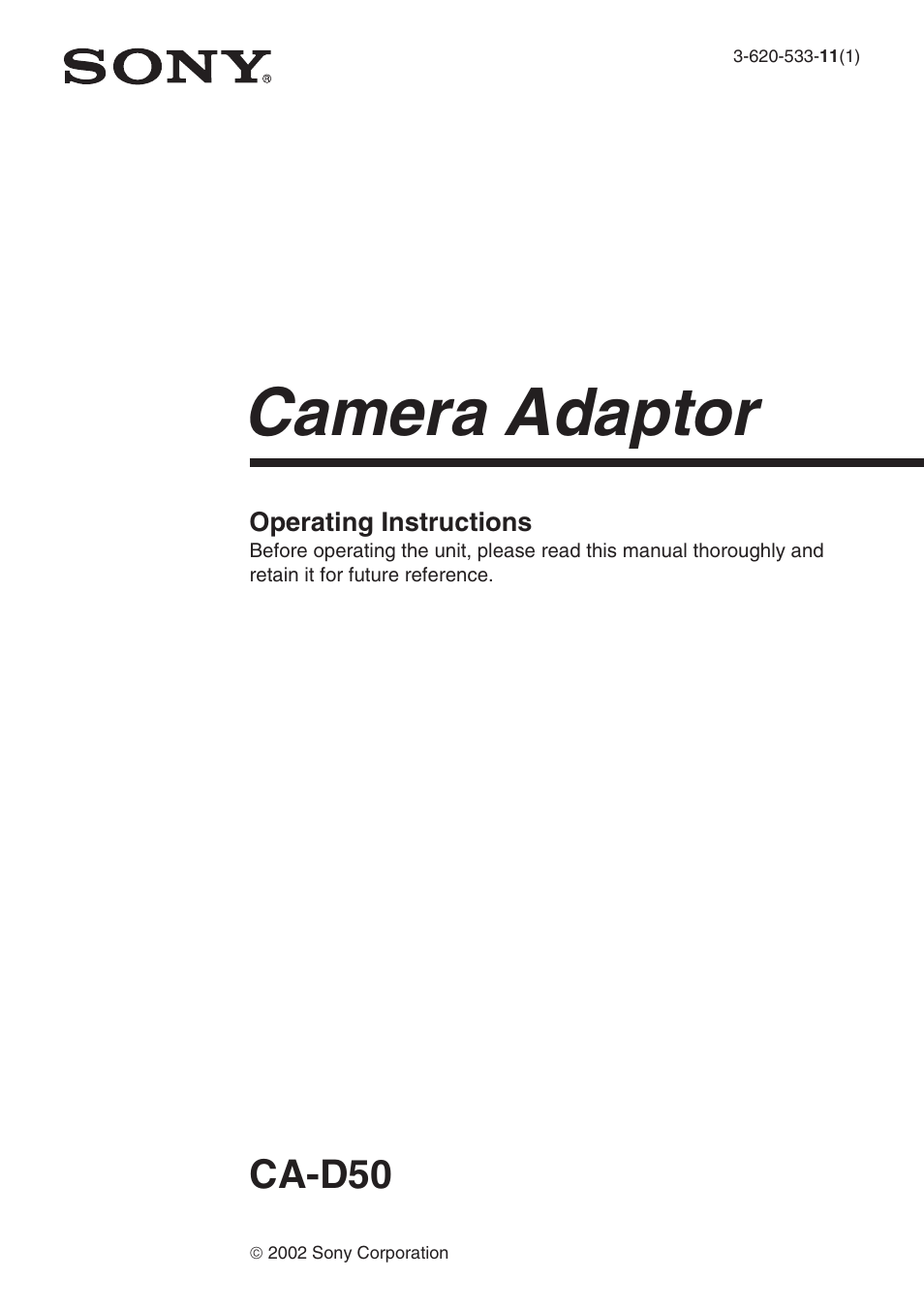 Sony ca-d50 User Manual | 14 pages