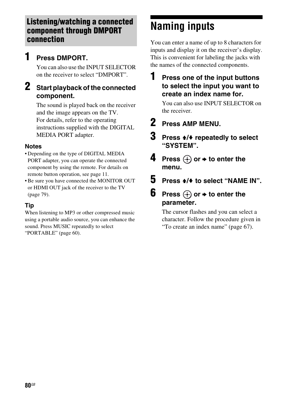 Naming inputs | Sony 3-289-450-44(1) User Manual | Page 80 / 100