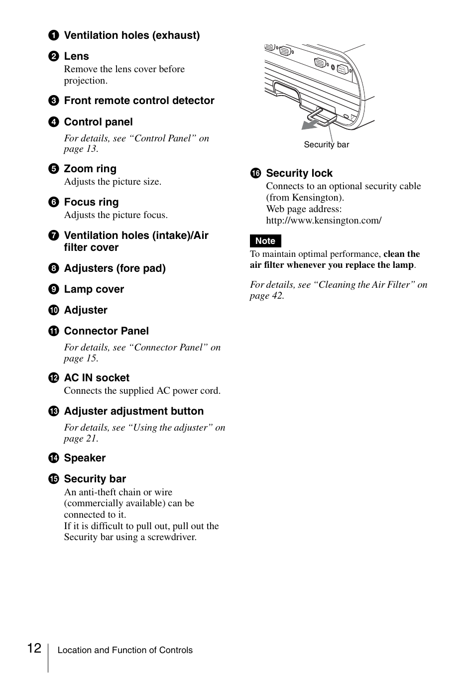 Sony VPL ES7 User Manual | Page 12 / 61