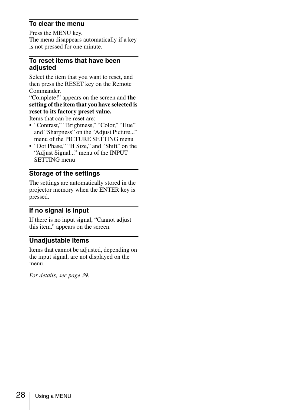 Sony VPL ES7 User Manual | Page 28 / 61