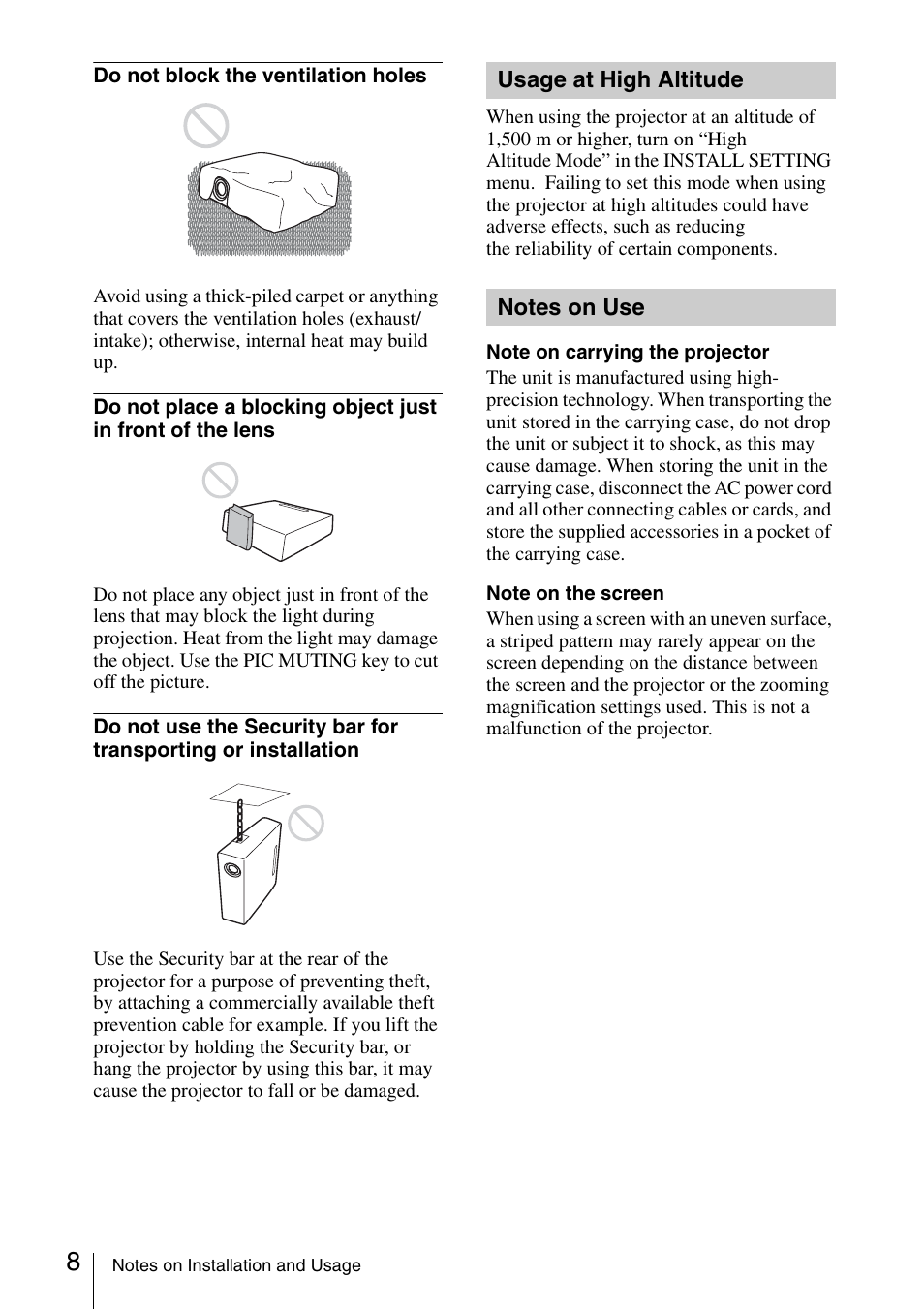 Sony VPL ES7 User Manual | Page 8 / 61