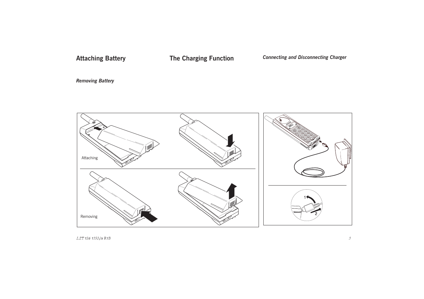 Attaching battery, The charging function | Sony GA628 User Manual | Page 10 / 38