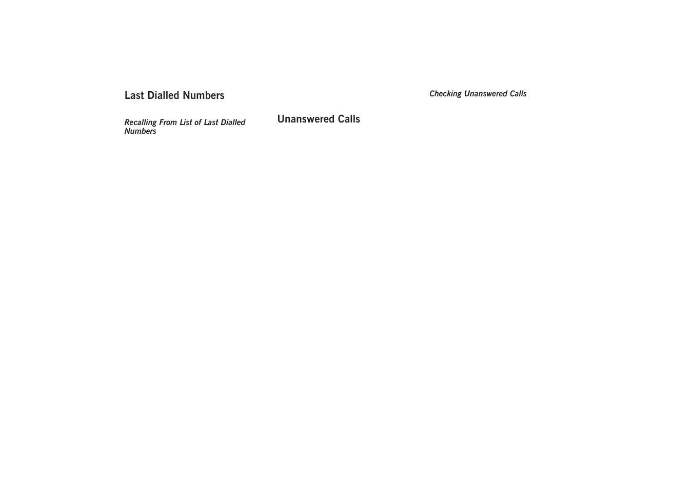 Last dialled numbers, Unanswered calls | Sony GA628 User Manual | Page 22 / 38