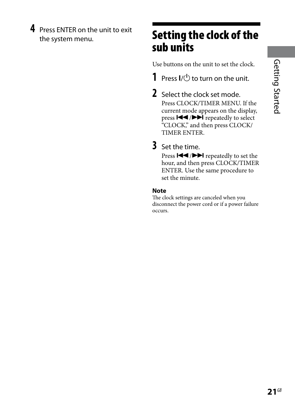 Setting the clock of the sub units, Setting.the.clock.of.the.sub, Units | Sony AIR-SA20PK User Manual | Page 21 / 44