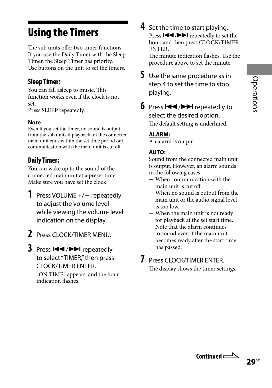 Using the timers, Using.the.timers | Sony AIR-SA20PK User Manual | Page 29 / 44