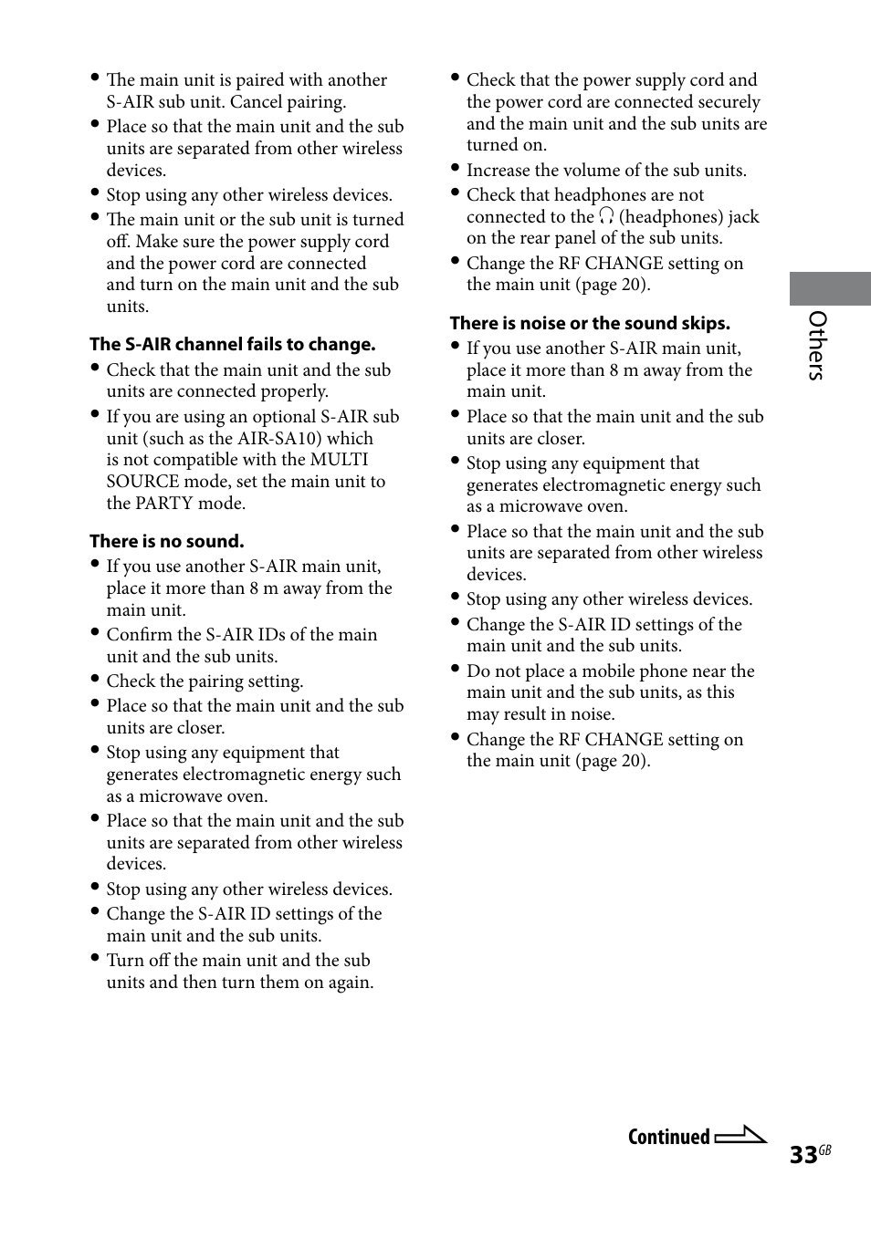 Others | Sony AIR-SA20PK User Manual | Page 33 / 44